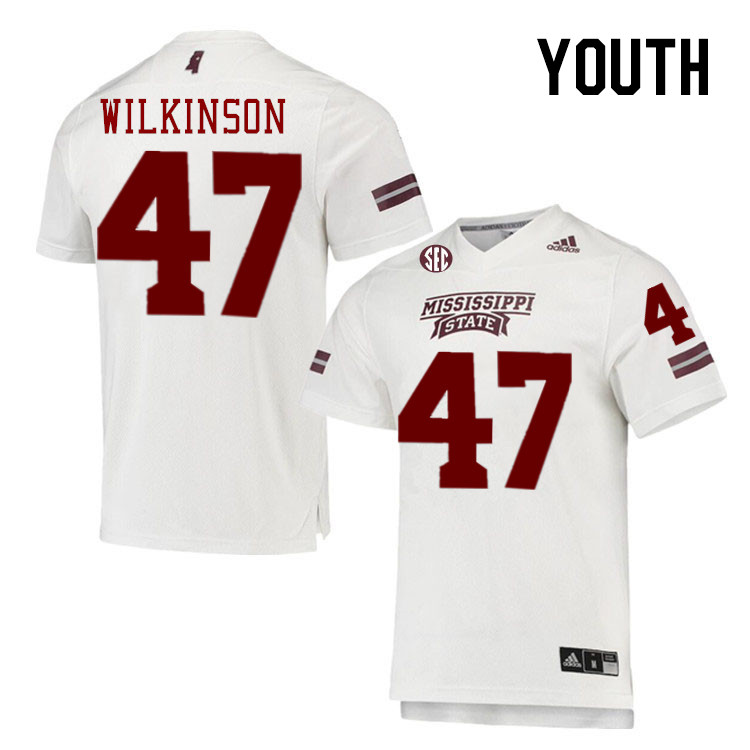 Youth #47 William Wilkinson Mississippi State Bulldogs College Football Jerseys Stitched-White